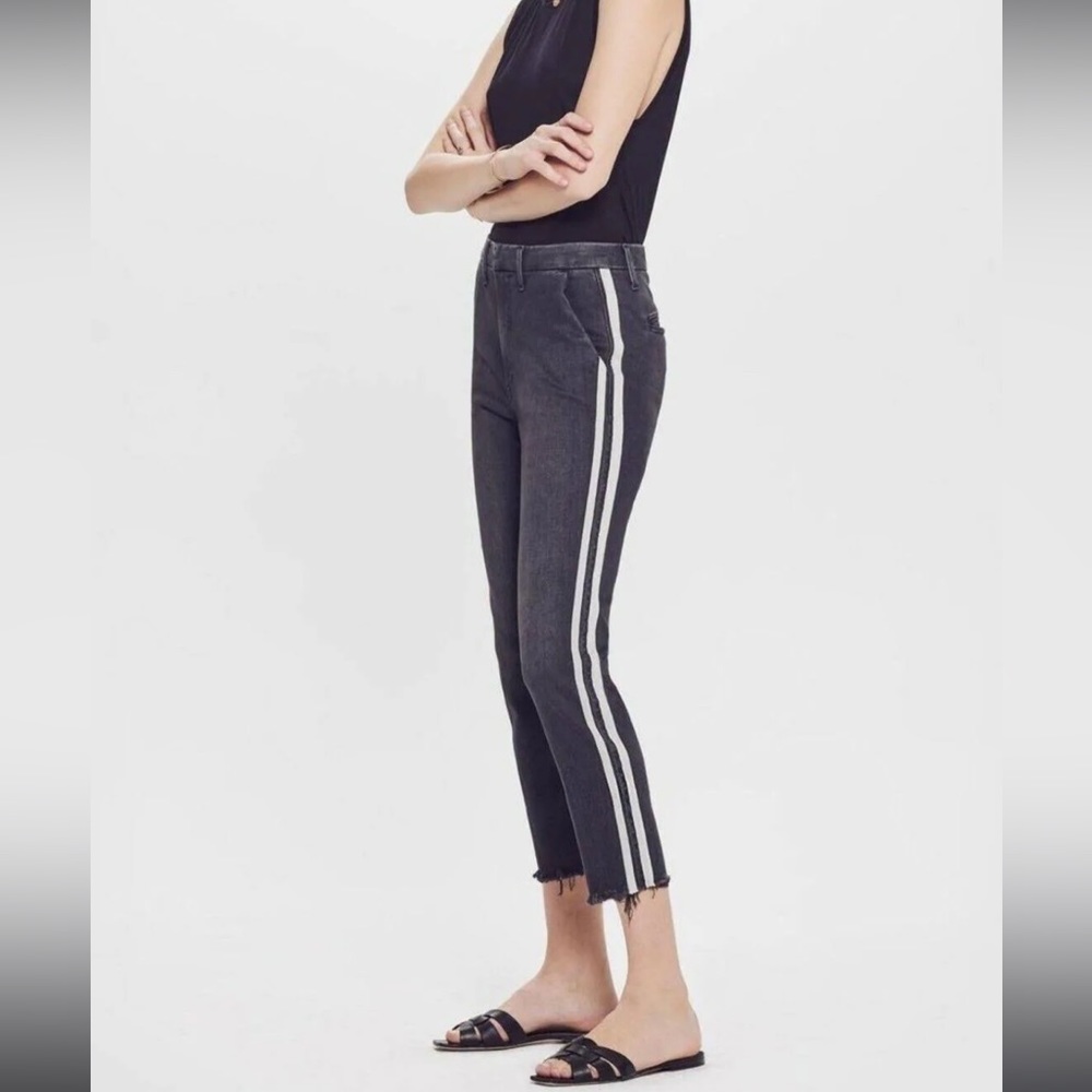 Mother Shaker Prep Fray racing stripe pant